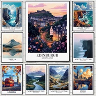 J4OX Europe Dublin Leeds Edinburgh England City Landscape Ireland United Kingdom Travel Poster Londo