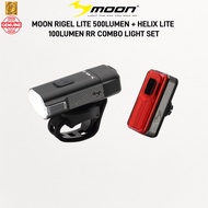 MOON RIGEL LITE 500 LUMEN Front Light + HELIX LITE 100 LUMEN Rear Light USB Rechargeable Bicycle LED