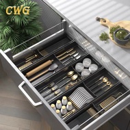 CWGAluminum Kitchen Organizer Expandable Cutlery Drawer Organizer Tray Multifunctional Storage Cutlery Drawer Trayg03