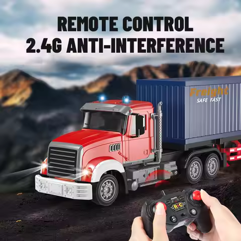 1/12 1/24 2.4G RC Container Trailer Truck Music Lights 6/9CH Remote Control Double-layer Transport V