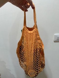 韓國 innisfree 縷空棉線編織漁網袋 便攜式環保手提 沙灘手提側背網包 收納購物包袋 水果網袋