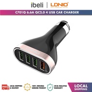LDNIO C701Q 6.6A Quick Charge 2.0 Technology Intelligent Smart 4 USB Car Charger