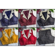 Readymade Saree Blouse Collar High Back Neckline Cotton Ajrakh