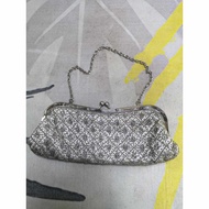 Kiss Lock Beaded Chain Clutch Bag