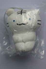 日本最新 白虎與草蝦 白虎抱膝吊飾 扭蛋 85mm
