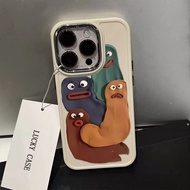 Creative Clay Monster Cartoon Pattern Phone Case Compatible for IPhone11 12 13 14 15 Pro Max 7 8 Plus X XR XS MAX SE 2020 Luxury Soft Shockproof Case
