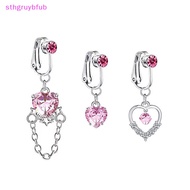 Schb new faux belly fake belly heart zircon clip on sterile napkin fake carrier earring fake clip vn