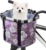 Lixada Bike Basket, Small Pet Cat Dog Carrier Bicycle Handlebar Front Basket - Folding Detachable Removable Easy Install Quick Released Picnic Shopping Bag, Max. Bearing: 22Lbs