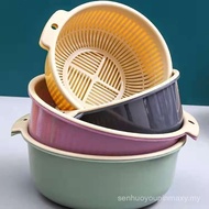 Bakul Penyaliran Plastik Dua Lapisan Besen Basuh Sayuran Dapur Ruang Tamu Isi Rumah Bakul Buah-buaha