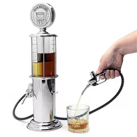1/2 Head Barware Gas Pump Liquor Dispenser, 1000ML Bar Stainless Decanter Liquor Dispenser for Vodka