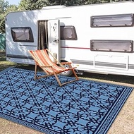 OPL5 Reversible Outdoor Rug 9 x 12Feet, Waterproof Clearance RV Patio Mat Foldable with Carry Bag La