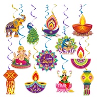 【VVL】-Diwali Festival Hanging Swirl Decorations Yard Party Supplies As Shown Paper for Outdoor Indoo