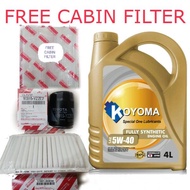 TOYOTA CAMRY 2.0 2.4 ACV40 ACV50 OIL FILTER + AIR FILTER + KOYOMA 5W40 FULLY SYNTHETIC ENGINE OIL , FREE CABIN FILTER