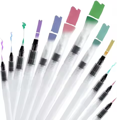 6/12/18pcs Watercolor Brush Pens Leakproof With Assorted Tips, Water Brush Pens For Watercolor, Refi