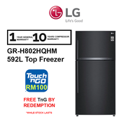 LG 592L Fridge Top Freezer GR-H802HQHM with DoorCooling &amp; Fresh 0 Zone Inverter Refrigerator GRH802HQHM (Matte Black) Peti Sejuk (FREE TNG BY REDEMPTION)