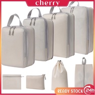 4PCS Tas Organizer Travel Storage Bag Press Compression Packing Cubes Secret Pouch Set Luggage Organ