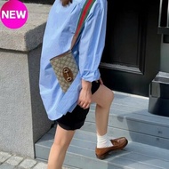 🛫當季新品🛬Gucci 1955 馬銜釦 Horsebit 迷你馬鞍包 牛仔帆布配棕木色