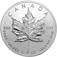 OLD CANADIAN MAPLE LEAF 1 OZ SILVER COIN