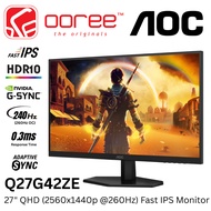 AOC 27" Q27G42ZE QHD (2560x1440 @260Hz) LED FLAT FAST IPS GAMING MONITOR (0.3MS, INPUT: HDMI+ DP POR