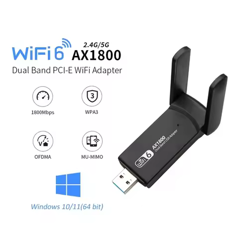 WiFi 6 USB Adapter 2.4G & 5G AX1800 High Speed USB3.0 Wireless Dongle Network Card MT7921AU WiFi6 Ad