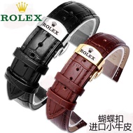 Rolex Watch Strap Original Genuine Leather Men Women Butterfly Buckle Bracelet Daytona Water Ghost Diver Oyster Style 20m