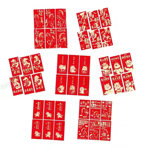G5AB 6Pcs 2026 Horse Year Red Envelopes Lucky Money Pocket For Chinese New Year