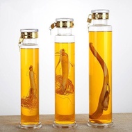Cylindrical Ginseng Soaking Bottle with Gold Lid with Lock Glass Wine Soaking Bottle, Ginseng Soakin
