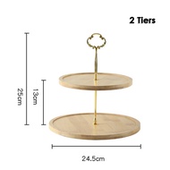 DenDen 2/3 Tiers Bamboo Wood Dessert Stand Serving Tray Cupcake Layered Tray Mini Cakes Cookies Cand