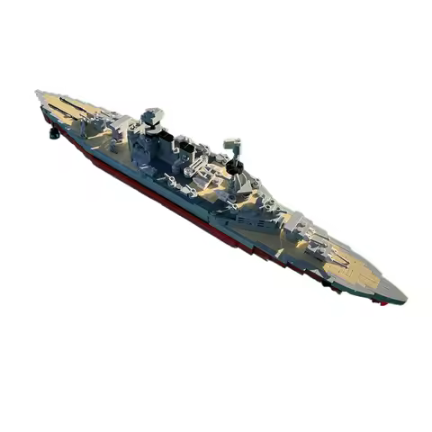 MOC Building Blocks HMS Hood Battleship Model DIY Assemble Bricks Boat Transport Creative Collection