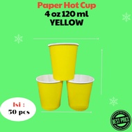 Paper Hot Cup 4 oz 120 ML Yellow Paper Cup tester small glass contents 50 Pcs