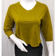 Women's V-neck crop top 3 sleeves/4 V-neck t-shirt crop top tshirt crop top women