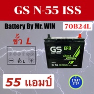 แบตเตอรี่รถยนต์ By Mr.WIN * GS N-55 (70B24L) EFB  รองรับระบบiStop ใส่ มาสด้า2 เบนซิน ซีวิค,CRV, HR-V,แอคคอร์ด,Vios ,อัลติส