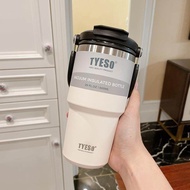 tyeso หูหิ้ว ของแท้ 600/750/900ml แก้วสแตนเลส Tyeso แก้วน้ำ นอร์ดิก แก้วความร้อนด้วยฟาง และการจัดการ