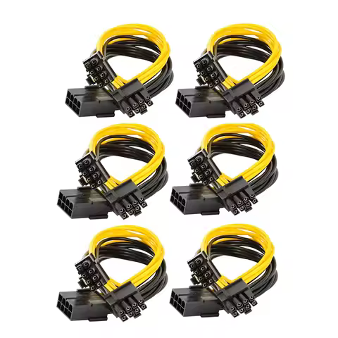 6PCS GPU VGA PCIe 8 Pin Female To Dual 2X 8 Pin (6+2) Male PCI Express Power Adapter Y-Splitter Exte