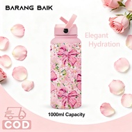 1000ML Thermos Bottle floral thermos bottle Thermos Cup Large Capacity Sports Water Bottle Stainless