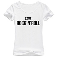 Women Casual T-Shirt Short Sleeves Shirts Tees  Save Rock N  Roll Hipster Fall Out Boy Punk Rock Har