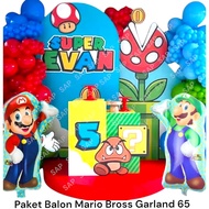 MARIO BROSS GARLAND 65 Balloon Package / Mario Bros Balloon Birthday Decoration