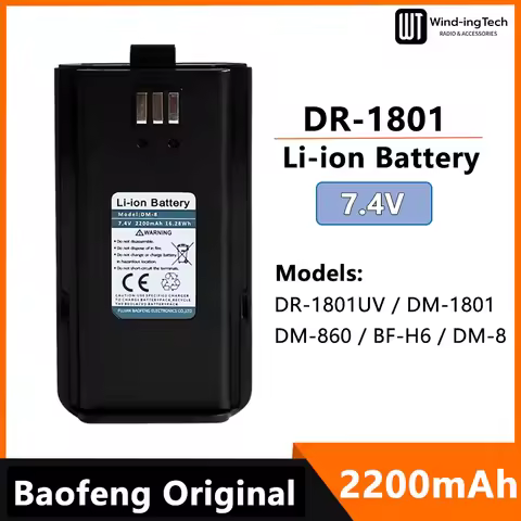 Baofeng DR-1801 DMR Digital Walkie Talkie Battery 7.4V 2200mAh Original DM-8 Li-ion Battery For DR-1