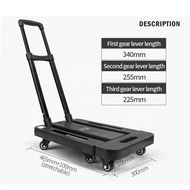 SG-Foldable trolley Universal wheel Platform car The six round Portable 100kg (black) With Mute Whee