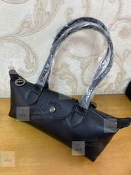 🦋Longchamp Le Pliage extra 牛皮 黑色 長柄法棍包 腋下包 單肩包 中號 女款