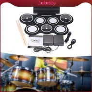 Lohobby Electronic Drum Set Compact Built in Speaker for Age 3+ Year up with Headphone Jack Tabletop