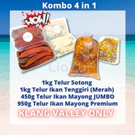 Kombo 4 in 1 (2 x Telur Ikan Mayong + Telur Ikan Tenggiri (Merah) + Telur Sotong) - [KL/S'gor/Putraj