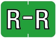 Tabbies Barkley ABKM Compatible 91620 Series Alpha Labels, Light Green "R", 1”H x 1-1/2”W Label Size