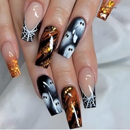 24 Piece French Gradient Spider Web False Nail Tips CY834 B7 Press On Nails Self Adhesive Style Desi