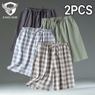 EAGLADE 2PCS Pajama Sleepwear Clothes Pyjamas for Men Breathable 0036 in Blue G07