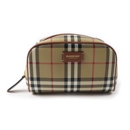 成色極佳的 BURBERRY 8067159 Prorsum 皮革 logo 貼片 Nova 格紋圖案配件包，米色，帶盒子和防塵袋。女士款。