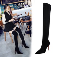 315-9 Fesyen Eropah dan Amerika, kasut tumit tinggi elastik Lycra stiletto hujung runcing, seksi, un