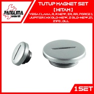 Tutup Magnet Vega R-New-RR-ZR &amp; Jupiter Z 2010-2012 &amp; Jupiter MX 2006-2013 &amp; Vixion 2007-2011 &amp; Scorpio &amp; Scorpio Z &amp; Crypton &amp; Lexam Kancing-Baut-Baud Block-Blok-Bak Mesin Besar-Kecil Set Silver-Hitam