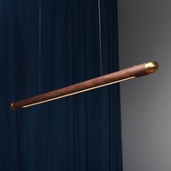 黑胡桃木黃銅長條吊燈現代簡約LED創意個性燈具