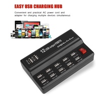 12 Port  12 Ports USB Hub 5V 12A Power Adapter Charging Station Adapter  Home Travel 12 Ports USB Ch